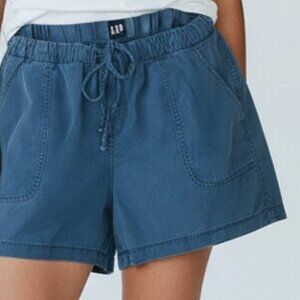 GAP Lyocell Shorts Size L Navy Blue Drawstring Soft Casual
